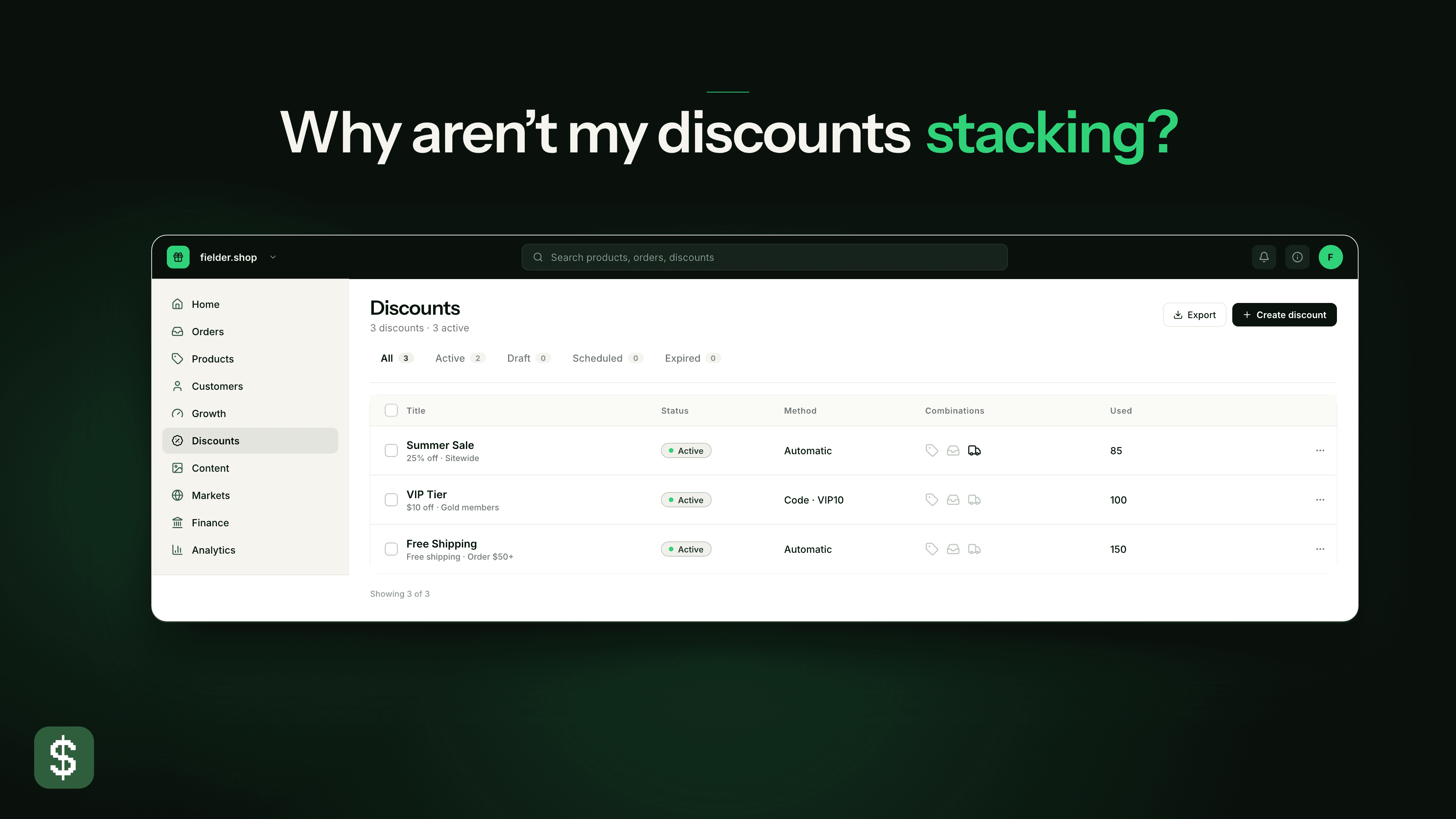 Shopify discounts not stacking